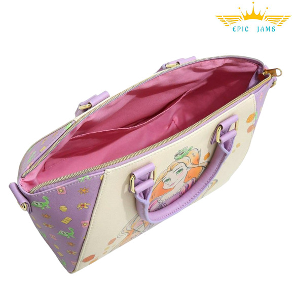 Loungefly Disney Tangled Rapunzel & Pascal Purple Satchel Crossbody Bag New - Picture 4 of 4